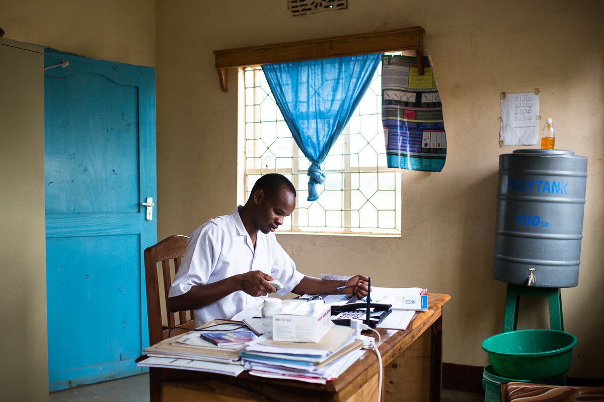 Paulo Urioh, a nurse at Mareu Health Center in Tanzania uses his facility's electronic immunization registry. Last year, Tanzania launched a new national digital health strategy that will pave the way for more digital innovation in the country.