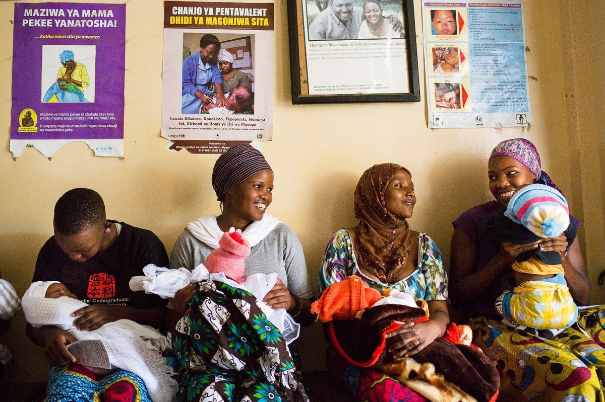 Women at health clinic with children. Photo: PATH/Trevor Snapp