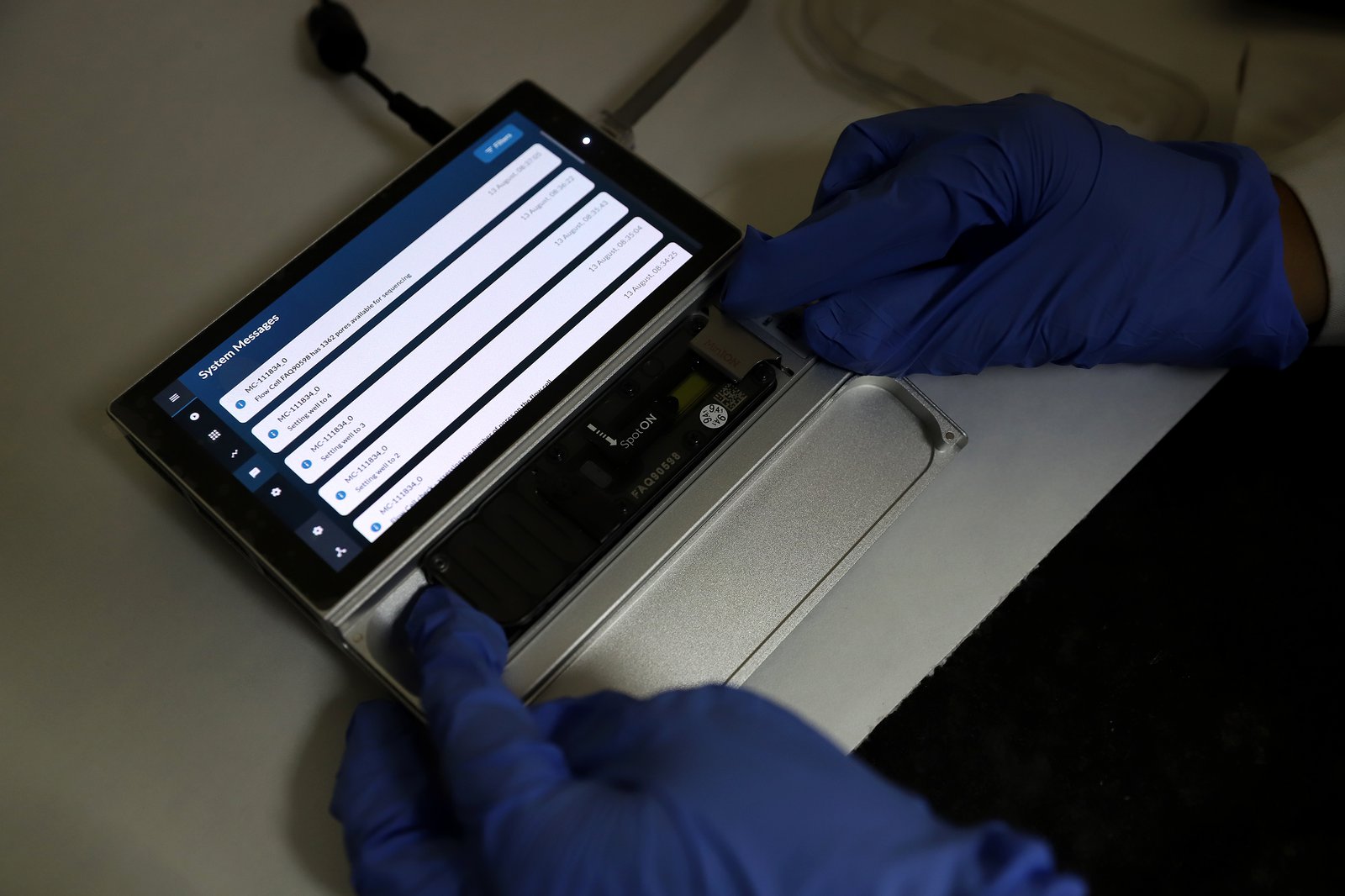 Oxford Nanopore MinION sequencer is used to provide rapid sequencing. Photo: PATH.