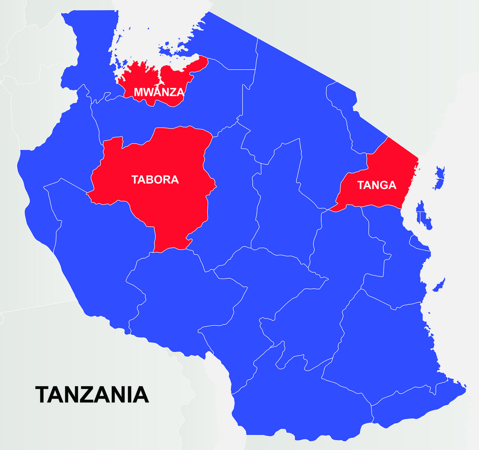 Tanzania map showing 3 provinces. Credit: PATH